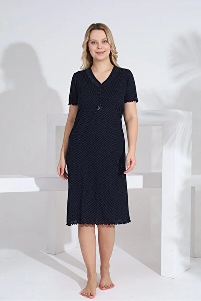 YUYİ Angelique 70% Bamboo 30% Cotton Short Sleeves Plus Size Women's Nightgow...