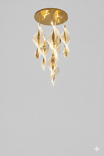 NOYA LİGHTİNG 6 SARKITLI GOLD LEDLİ AVİZE - MODERN AVİZE MODELLERİ - SALON AV...