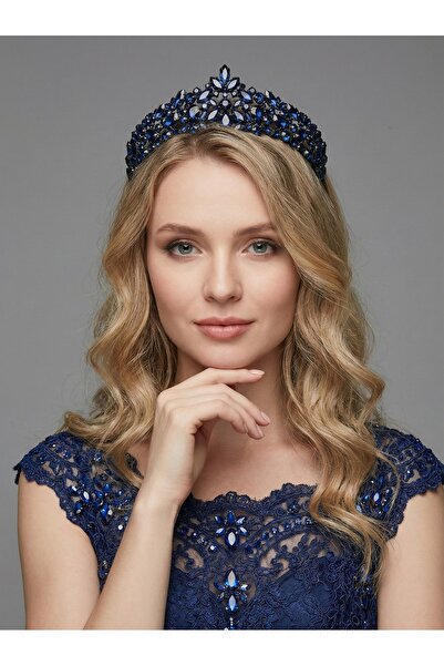 Magic Tiara Kristal Taşlı Işıltılı Kraliçe Model Gelin Tacı - Zarif Düğün Saç...