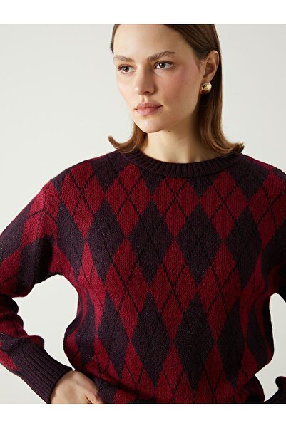 LC Waikiki Crew Neck Diamond Patterned Women's Knitwear Sweater