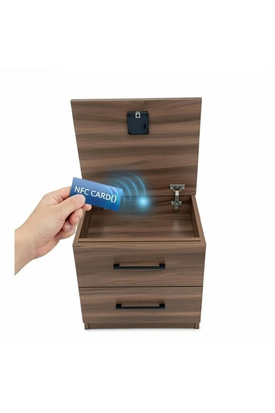 Mobx NFC Kilitli Gizli Bölmeli Komodin İki Çekmeceli - Güvenli ve Şık Depolam...