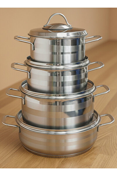 Top Chef Master Steel Induction Base 8 Piece Steel 18/10 Cookware Set