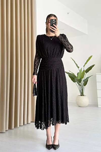 Sorridi Lace and Draped Lined Long Dress