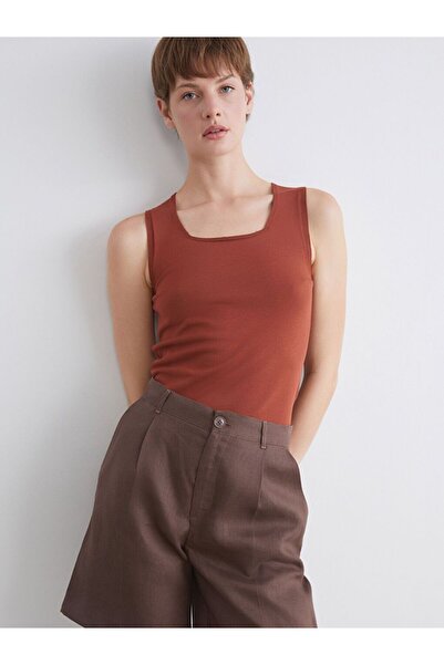 LC Waikiki Lcwaikiki Classic Brown Square Neck Women's Knitwear Undershirt