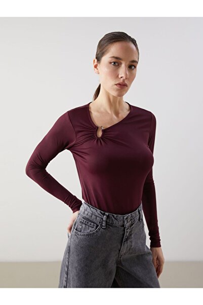 LC Waikiki Lcwaikiki Classic Red Crew Neck Women's Blouse