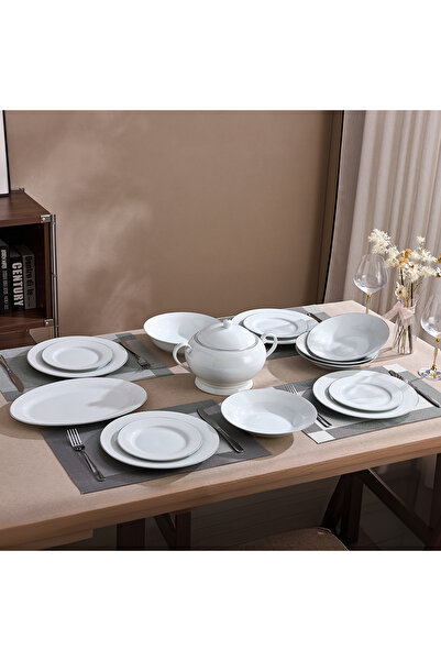 Malooki Set de cină din porțelan filigranat argintiu și auriu pentru 12 perso...