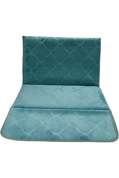 Yuwell YU WELL Foldable Prayer Mat Back Support & Carrying Bag, 2-in-1 Rug Soft Velvet 110×65CM Mrine Blue
