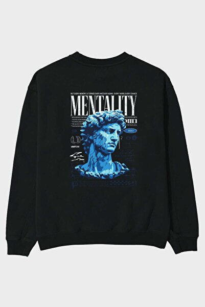 Ankhises Mentality 2 Μαύρο φούτερ με στάμπα στο πίσω μέρος, Oversize, Ανδρικό...