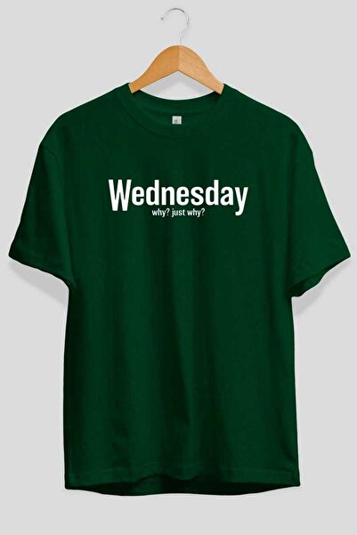 Ankhises Wednesday front Štampano Green Oversize kroj T-shirt Muškarci Žene P...