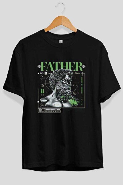 Ankhises Μπλουζάκι Father Zeus με στάμπα μπροστά, μαύρο, oversize, ανδρικό, γ...