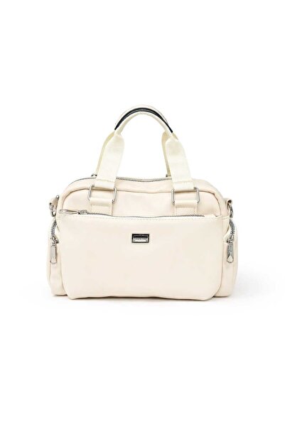 Sanmorris Salmet Bag Cream Multi-Compartment Adjustable Strap Quality Faux Le...