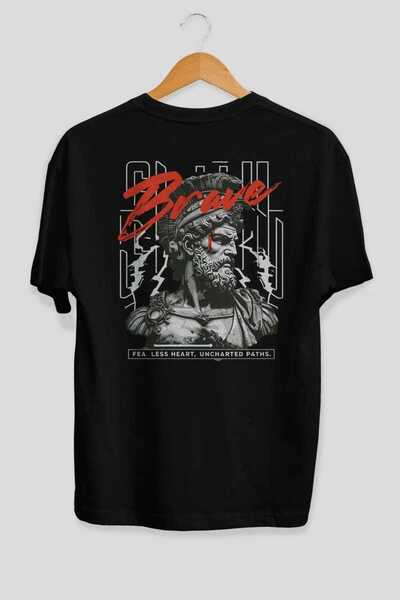 Ankhises Μπλουζάκι Brave με στάμπα στην πλάτη, μαύρο, oversized, ανδρικό και ...