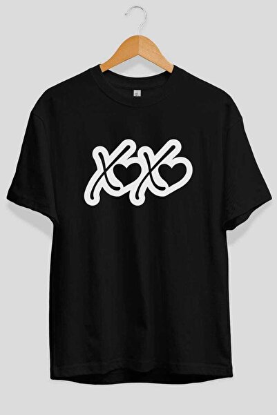 Ankhises xoxo Μπλουζάκι με στάμπα στο μπροστινό μέρος της καρδιάς, μαύρο, ove...