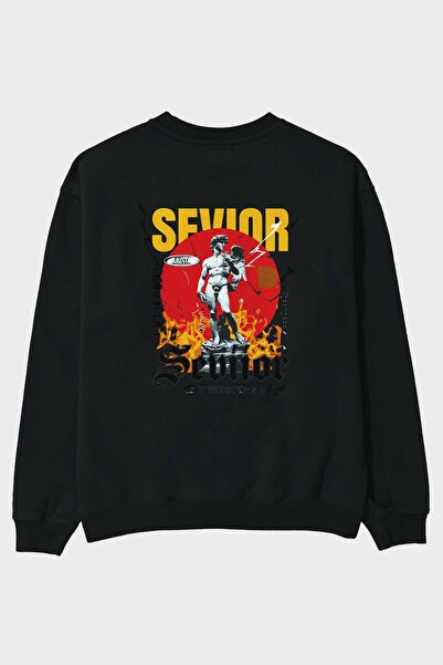 Ankhises Sevior White Back Printed Oversize Sweatshirt Men Women Unisex