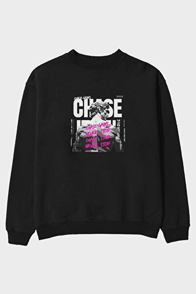Ankhises Chase Gains з принтом чорний Oversize Sweatshirt Чоловічий Жіночий U...