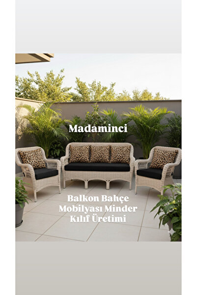 MADAMİNCİ Balkon Bahçe Mobilyası Minder Kılıfı 5 Adet Sırt 5 Adet Oturum