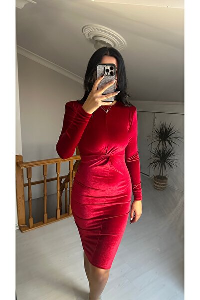 Dber Velvet Padded Pencil Dress