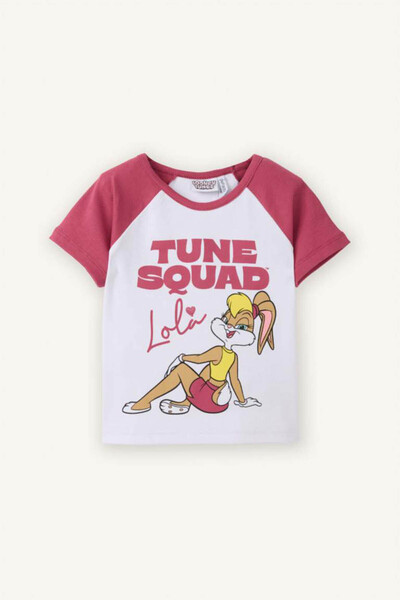 DeFacto Tricou pentru fete Looney Tunes, cu croială scurtă, cu guler rotund, ...
