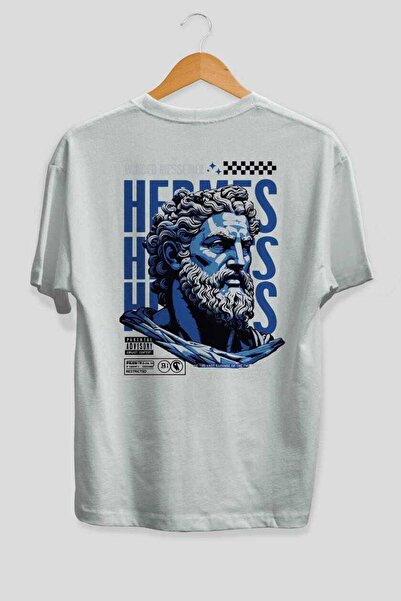 Ankhises Μπλουζάκι Hermes 1 με στάμπα στην πλάτη, λευκό, oversized, ανδρικό κ...