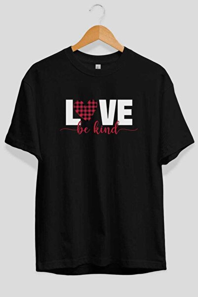 Ankhises Μπλουζάκι Love με στάμπα μπροστά, μαύρο, oversize, ανδρικό, γυναικεί...