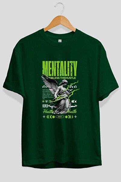 Ankhises Mentalitet prednja Štampano Zelena Oversize kroj T-shirt Muškarci Že...