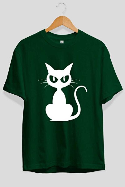 Ankhises Μπλουζάκι με σχέδιο Cat Design στο μπροστινό μέρος, με στάμπα, πράσι...