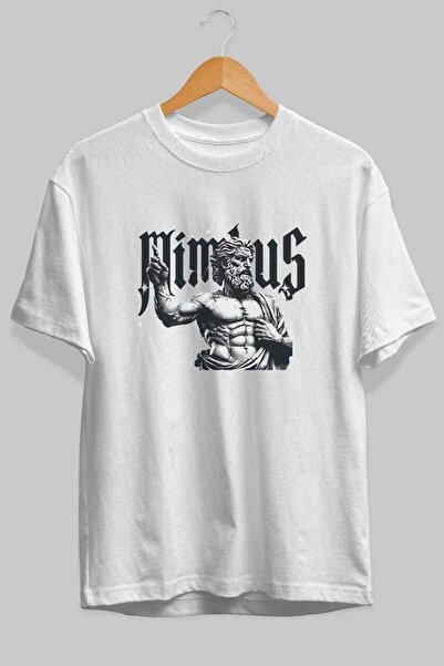 Ankhises Μπλουζάκι Mimbus Zeus με στάμπα μπροστά, λευκό, oversize, ανδρικό, γ...