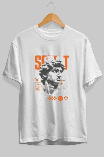 Ankhises Μπλουζάκι Scult με στάμπα μπροστά, λευκό, oversized, ανδρικό και γυν...
