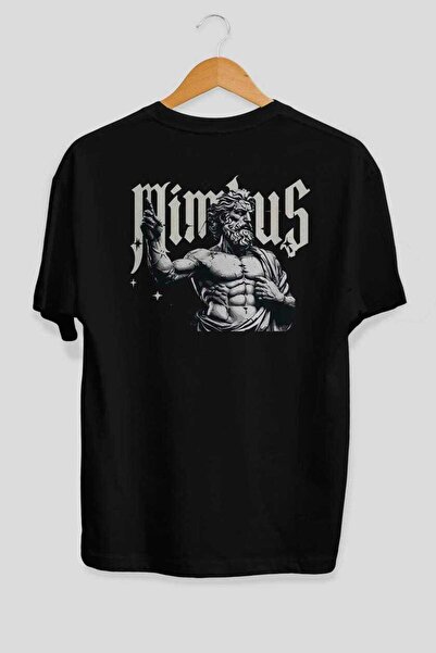 Ankhises Tricou oversize negru cu imprimeu pe spate Mimbus Zeus, pentru bărba...