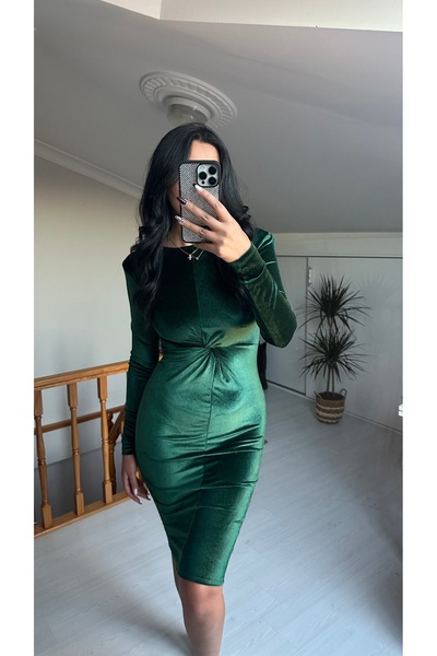 Dber Velvet Padded Pencil Dress