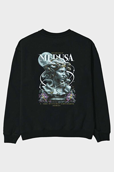 Ankhises Медуза с печат на гърба, черна, прекалено голяма блуза за мъже и жен...