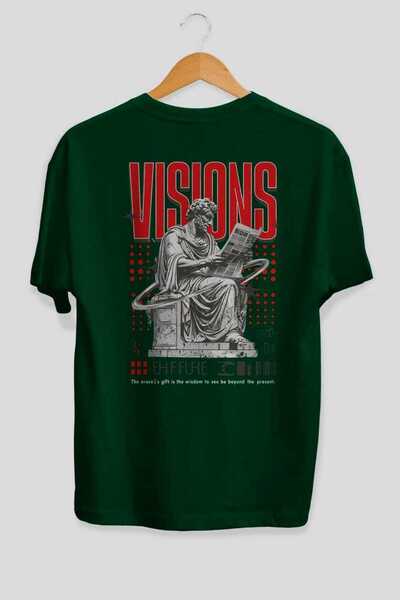 Ankhises Μπλουζάκι Visions με στάμπα στο πίσω μέρος, πράσινο, oversized, ανδρ...