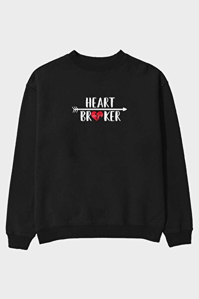 Ankhises Heart Breaker 2 με προτυπωμένο μαύρο σχέδιο Oversize Φούτερ Ανδρικό ...