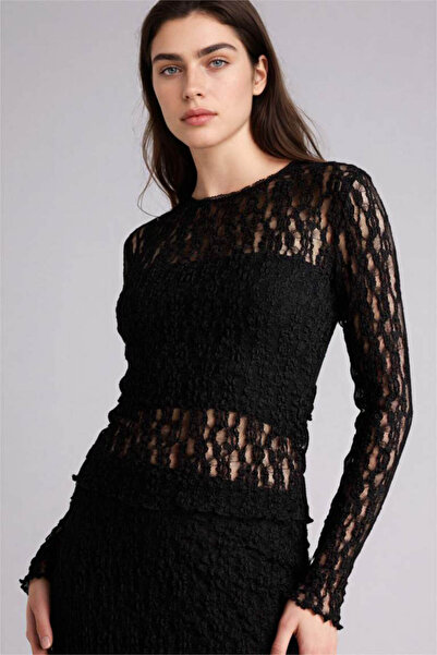 DeFacto Fıtted Dantel Siyah Kadın Bluz G8520AX/BK81