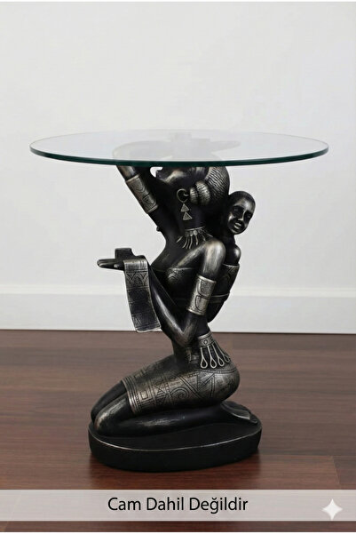 Dekoromi Dekoratif Lüks Mısırlı Anne ve Sırtına Bebek Figürlü Yan Orta Sehpa ...