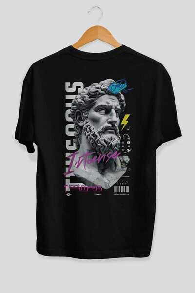 Ankhises Μπλουζάκι Zeus Intense με στάμπα στην πλάτη, μαύρο, oversized, ανδρι...
