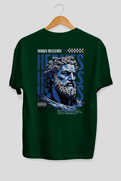 Ankhises Μπλουζάκι Hermes 1 με στάμπα στο πίσω μέρος, πράσινο oversize, ανδρι...