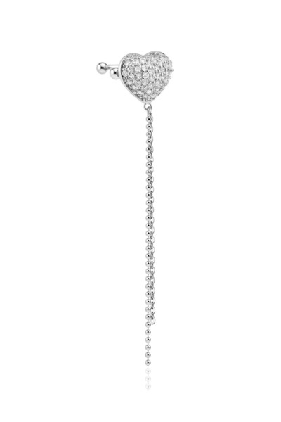 Mute Jewelry غطاء أذن على شكل قلب مرصع بالأحجار
