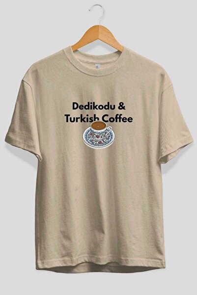 Ankhises Μπλουζάκι Dedikodu και Turkish Coffee με στάμπα μπροστά, μπεζ, overs...