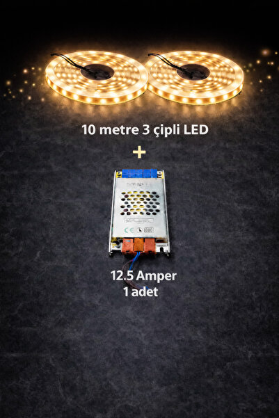 ZMR LUMIXA 3 ÇİPLİ 10 METRE GÜNIŞIĞI LED + 12.5 AMPER TRAFO