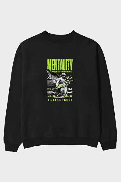 Ankhises Mentality Front Printed Oversize Sweatshirt Men Women Unisex