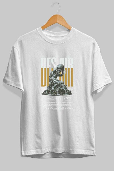 Ankhises Μπλουζάκι Des air με στάμπα μπροστά, λευκό, oversized, ανδρικό και γ...