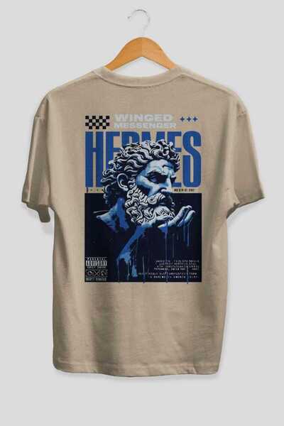 Ankhises Μπλουζάκι Hermes 2 με στάμπα στην πλάτη, μπεζ, oversized, ανδρικό κα...