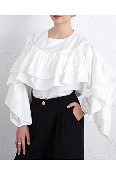 TESTOKUR بلوزة مطاطية مزينة بالكشكشة