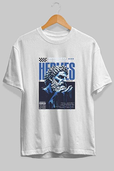 Ankhises Μπλουζάκι Hermes 2 με στάμπα μπροστά, λευκό, oversize, ανδρικό, γυνα...