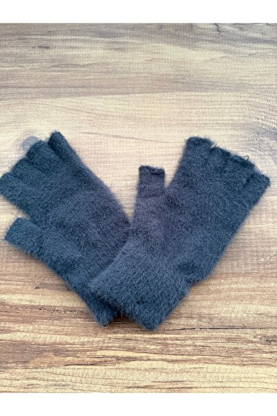 Blotch Anthracite Bearded Soft Yarn Cut-Finger Gloves - Fingerless - Gift - N...