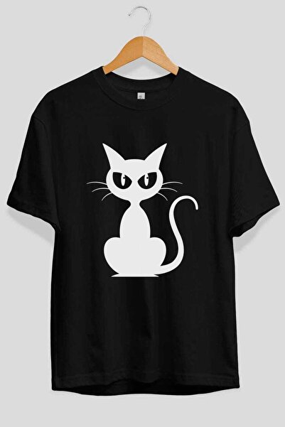 Ankhises Μπλουζάκι με σχέδιο Cat Design στο μπροστινό μέρος, με στάμπα, μαύρο...