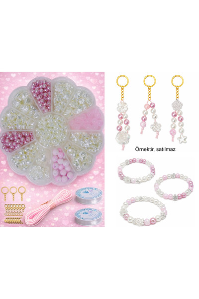 By MO Accessories SEZON NOU Set de bijuterii cu mărgele roz și perle Set de c...