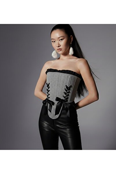 SARA Clothessy Gri Vintage Victorian Korse büstiyer