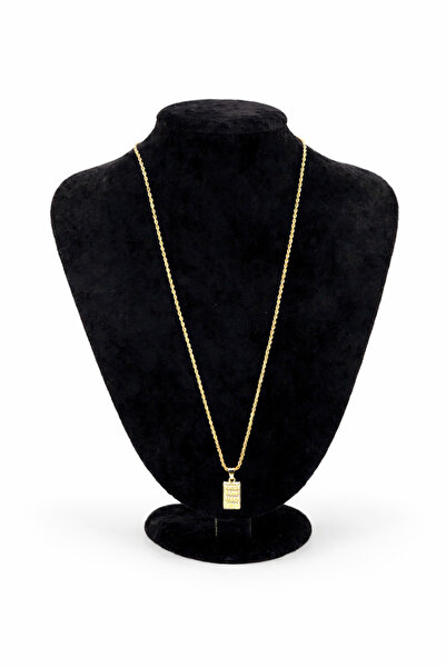 PANGU Külçe Altın Uçlu Burgu Zincir Model Çelik Kolye